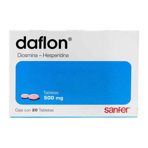 Daflon (Diosmina / Hesperidina) 500 mg. Caja con 20 tabletas