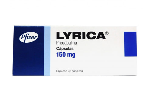 Lyrica (Pregabalina) 150 mg. Caja con 28 cápsulas