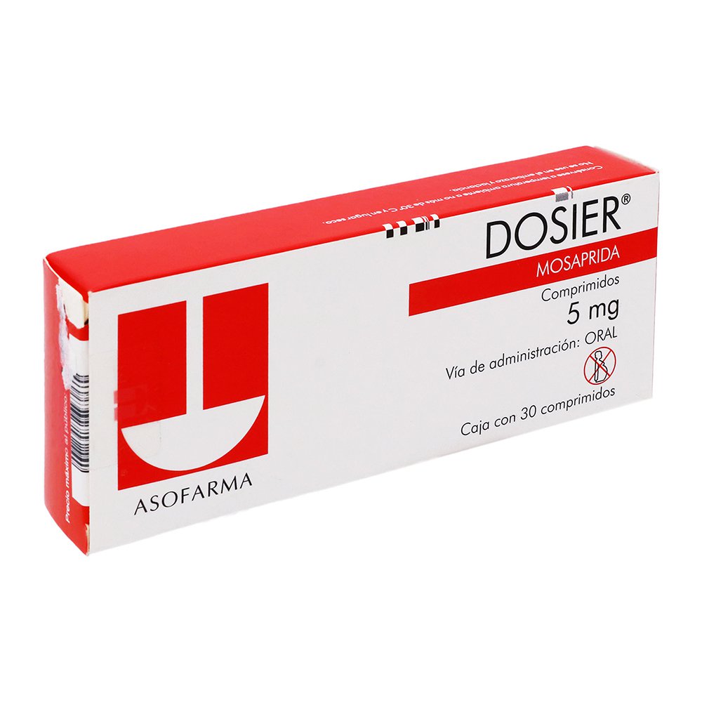 Dosier (Mosaprida) 5 mg. Caja con 30 tabletas