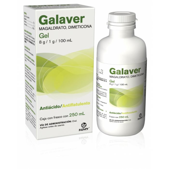 Galaver (Magaldrato / Dimeticona) gel oral. Frasco con 250 ml