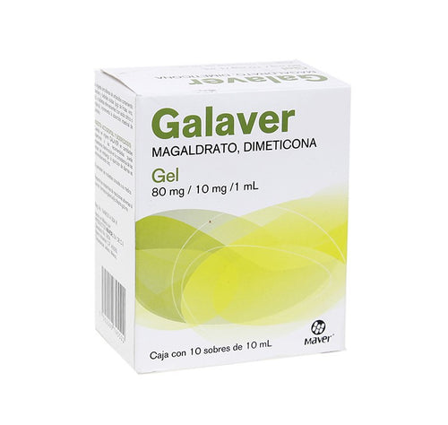 Galaver (Magaldrato / Dimeticona) gel oral. Caja con 10 sobres de 10 ml