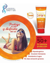 Cargar imagen en el visor de la galería, Protector solar FPS 50+ UVA UVB crema facial y corporal, Laboratorios Serral. Tubo con 125 gramos