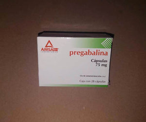 Laboratorio Amsa Pregabalina 75 mg. Caja con 28 cápsulas