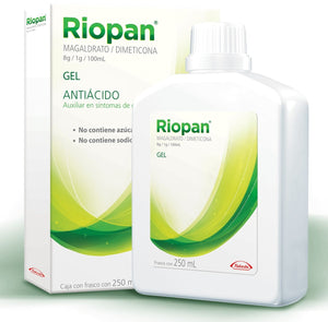 Riopan (Magaldrato / Dimeticona) gel oral. Frasco con 250 ml