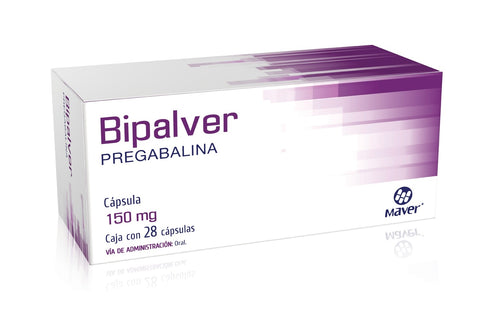 Bipalver (Pregabalina) 150 mg. Caja con 28 cápsulas